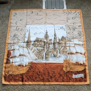VTG Riga Scenic Castle & Ship Square Scarf 35” souvenir tourist